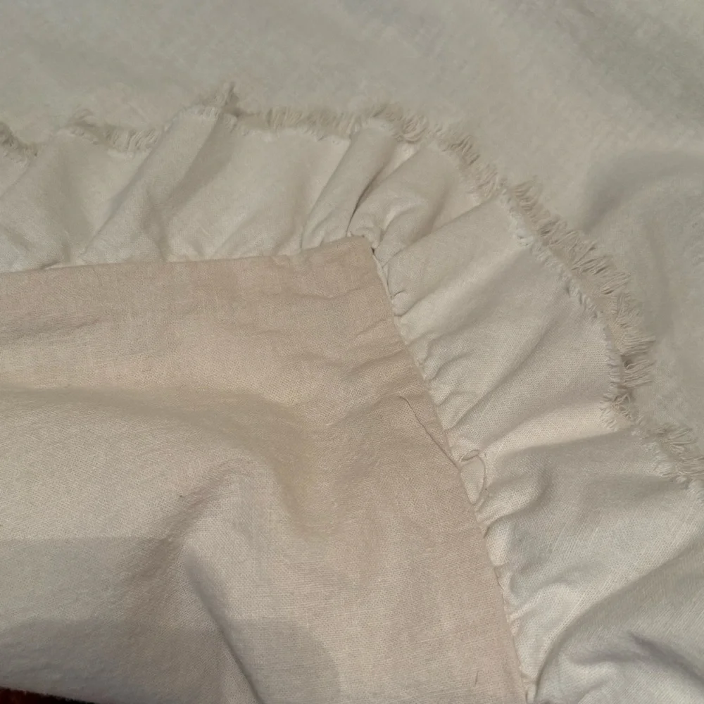 Simply Shabby Chic Linen/Cotton Raw Edge Ruffled Duvet Set - FULL/QUEEN